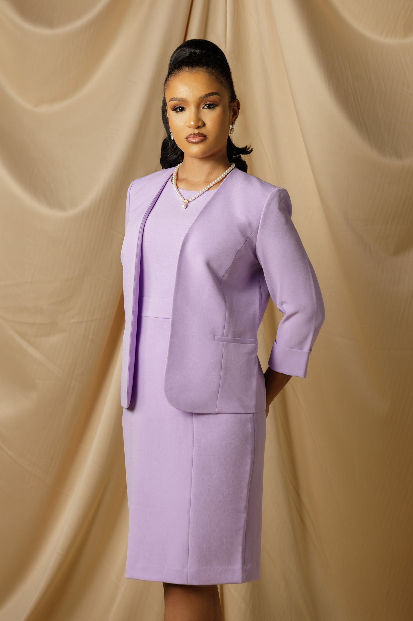 Elle Jacket, Iconic Stretch Crepe, Lavender Mist