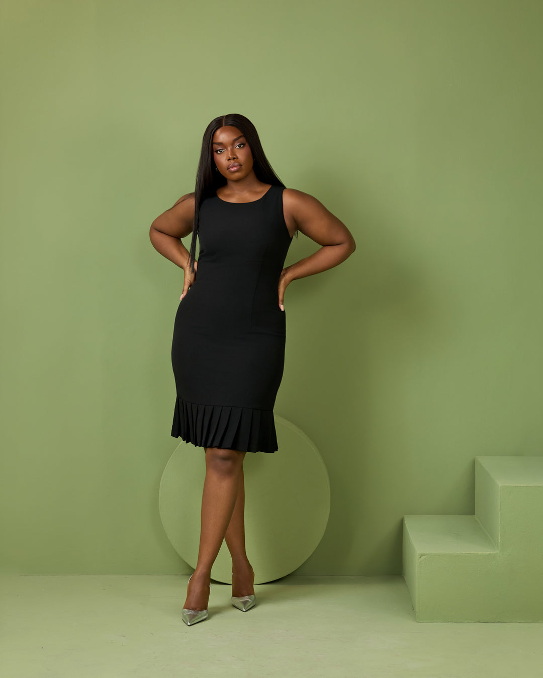 Claire Pleat Dress - Black