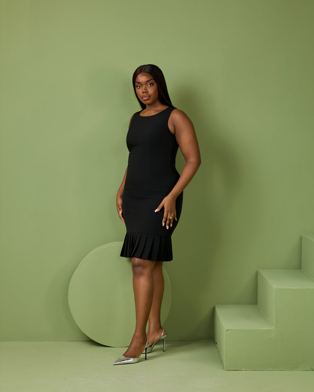 Claire Pleat Dress - Black