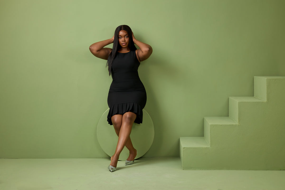 Claire Pleat Dress - Black