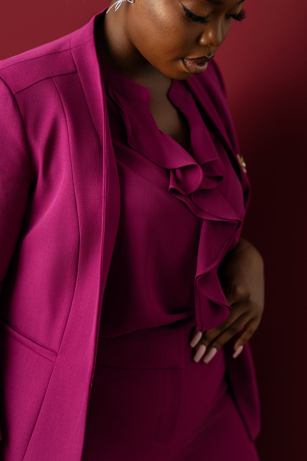 The Aurora  Ruffle Top - Cerise