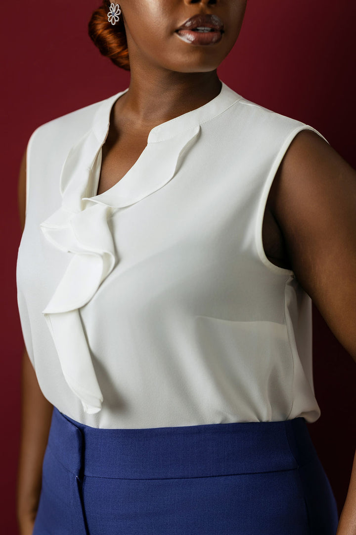 The Aurora Ruffle Top - Ivory