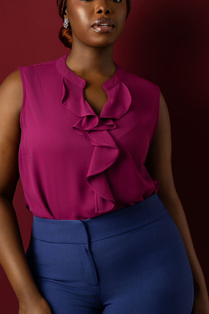 The Aurora  Ruffle Top - Cerise