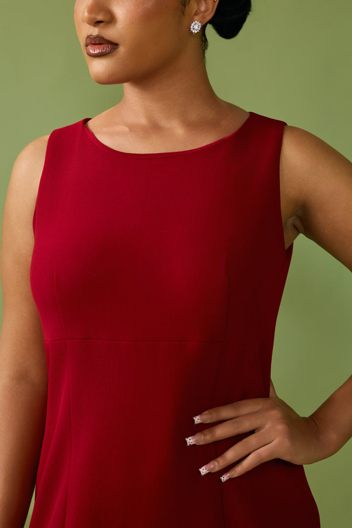 Claire Pleat Dress - Red