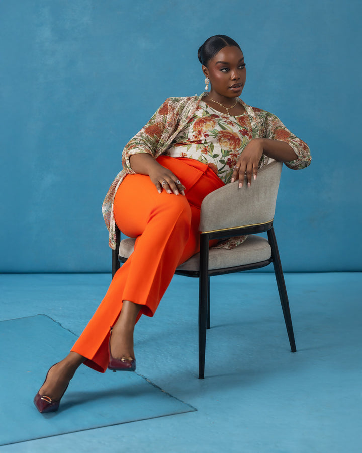 Marigold Knit Top and  Mesh Cardigan set